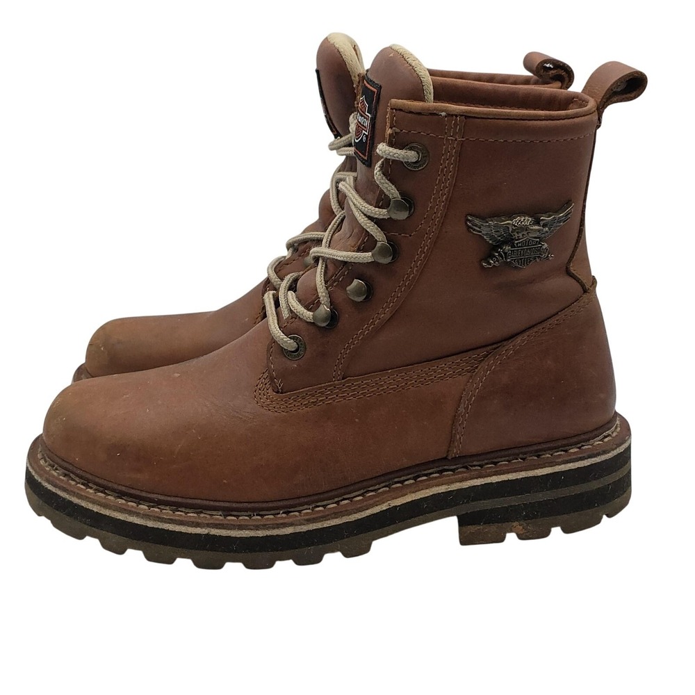 Brown Leather Lace-Up Boots